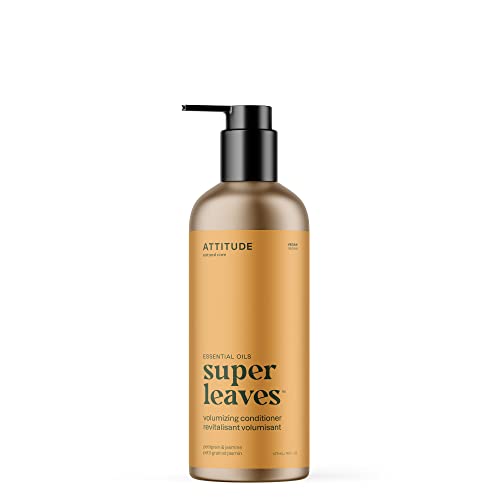 ATTITUDE Volumizing Conditioner, Petitgrain and Jasmine, with Essential Oils, Vegan & Plant-Based, Aluminum Bottle, For Thin and Flat Hair, 473 mL