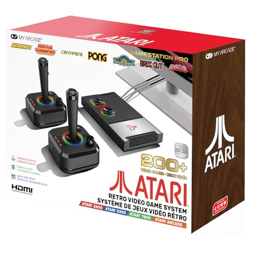My Arcade Atari Game Station Pro: Retro Video Game Console with 200+ Games, Wireless Joysticks, RGB LED Lights, Atari 2600/5200/7800 and More