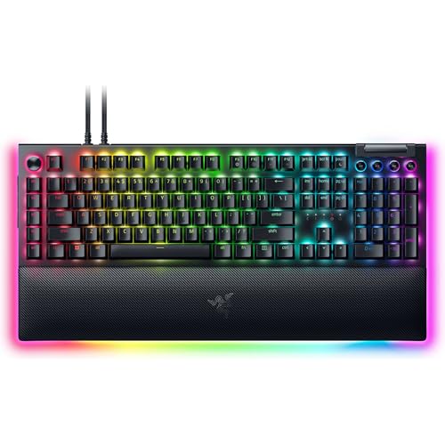 RazerBlackWidow V4 Pro Wired Mechanical Gaming Keyboard: Green Switches Tactile &amp; Clicky - Doubleshot ABS Keycaps -
