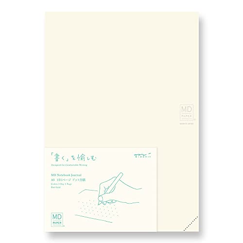 DESIGNPHIL Midori 15313006 Notebook, MD Notebook, Journal, A5, 1 Page Per Day, Dot Square A