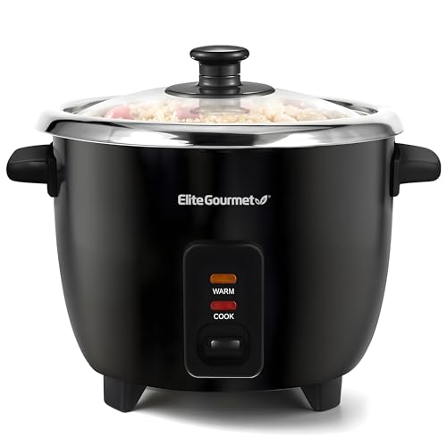 Elite Gourmet ERC006SS 6-Cup Electric Rice Cooker with Stainless Steel Inner Pot, Makes Soups, Stews