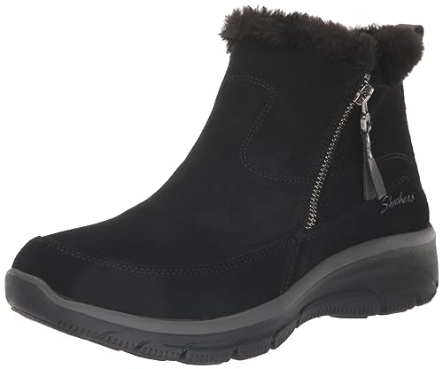 Skechers Women's Easy Going-Cool Zip Ankle Boot, Black, 8.5