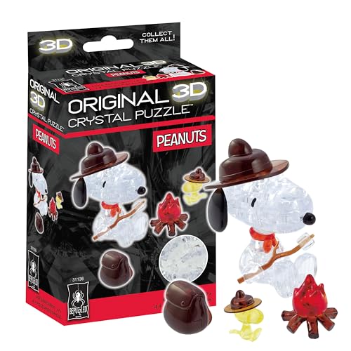 BePuzzled, Peanuts Snoopy Campfire Original 3D Crystal Puzzle, Perfect for Puzzlers Ages 12 and Up, Challenging to Complete and Beautiful to Display, Collect Them All