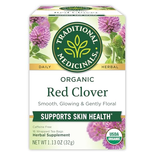 Traditional Medicinals Tea, Organic Red Clover, Supports Skin Health, 16 Tea Bags, 16 Count (Pack of 1)