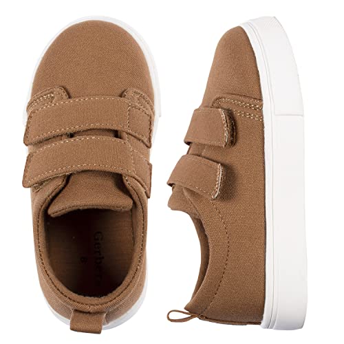Gerber Sneakers Crib Shoes Newborn Infant Toddler Neutral Boy Girl, Washed Rust Twill, 5