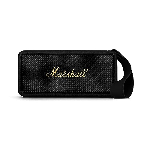 (-43%) Marshall Middleton kabelloser tragbarer Bluetooth-Lautsprecher, über 20 Stunden tragbare Spielzeit, wasserfest IP67 – Schwarz und Messing