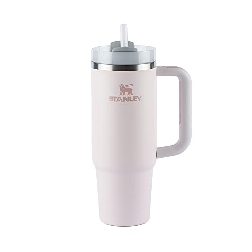 Copo de aço inoxidável Stanley Quencher H2.0 FlowState, 1,18L, Rose Quartz | com isolamento a vácuo, tampa e canudo, par...