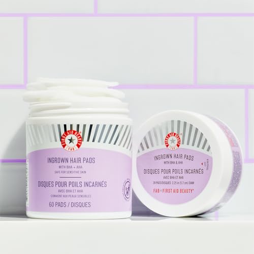 First Aid Beauty - Ingrown Hair Pads with BHA + AHA - Aftershave Treatment Pads to Help Prevent Razor Bumps for Men & Women - Exfoliate Underarms & Bikini Area - Compostable for Daily Use - 60 Pads