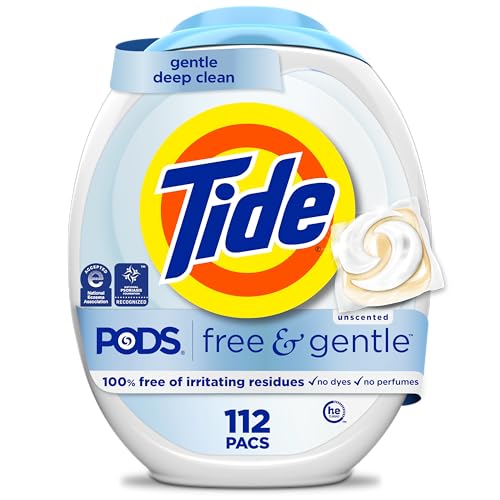 Tide PODS Free & Gentle Laundry Detergent Soap Pacs, 112 Count, Tide PODS Laundry Detergent
