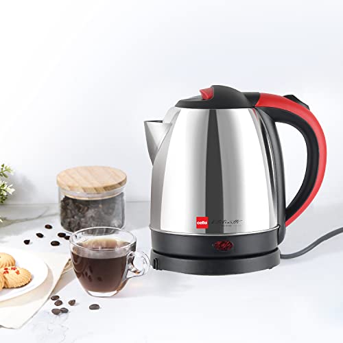 CELLO Stainless Steel Quick Boil Primo 1.5 Litre Electric Kettle Watts, Red, 1350 Watt