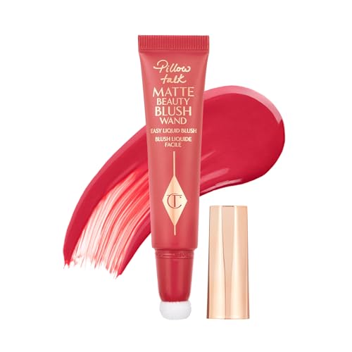 Charlotte Tilbury Pillow Talk Matte Liquid Blush Wand - Matte Blush for Cheeks with Cushion Applicator - Infused with Lumi-Blur Technology for a Light-Reflecting, Soft-Focus Effect - Dream Pop