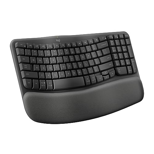 Logitech Wave Keys Wireless Ergonomic Keyboard with Cushioned Palm Rest, Comfortable Natural Typing, Easy-Switch, Blueto