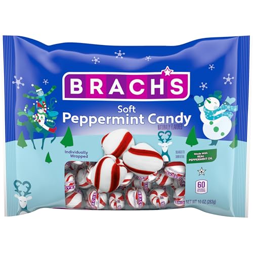 Brach's Holiday Soft Peppermint Candy, Individually Wrapped Mints, 10oz