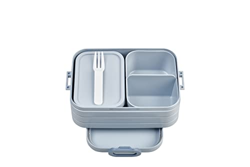 (-33%) Mepal - Bento Brotdose Midi TAB - Brotdose mit Bento Box - Für 2 Sandwiches oder 4 Brotscheiben - Lunchbox für kleine Snacks & Reste - Brotdose Erwachsene Essenbox mit Fächern - 900 ml - Nordic blue