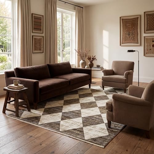 nuLOOM Fringed Performance Indoor Area Rug, Power Loomed, Easy Clean, Durable, Non-Shed, 3'3" x 5', Meline Beige