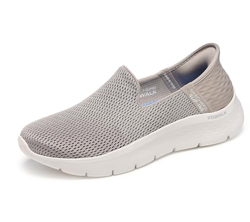 Skechers Women's Hands Free Slip-Ins Go Walk Flex-Relish Sneaker, Taupe/Blue, 9 US