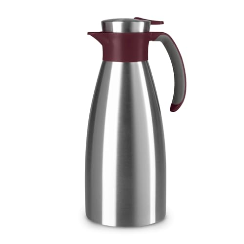 (-53%) Emsa Soft Grip Isolierkanne, 1,5 Liter, Edelstahl, 12 Stunden heiß + 24 Stunden kalt, Auslaufsicher, Rutschfester Griff, Farbe Weinrot N4120500