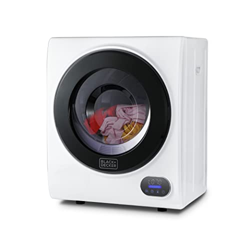 BLACK+DECKER 1.5 Cu. Ft. Compact Dryer, 5.5 lb. Capacity, 850W 120V Vented Electric Drying Machine with Stainless Steel Drum, Portable Dryer for Laundry for Standard Wall Outlet, BCED15, White