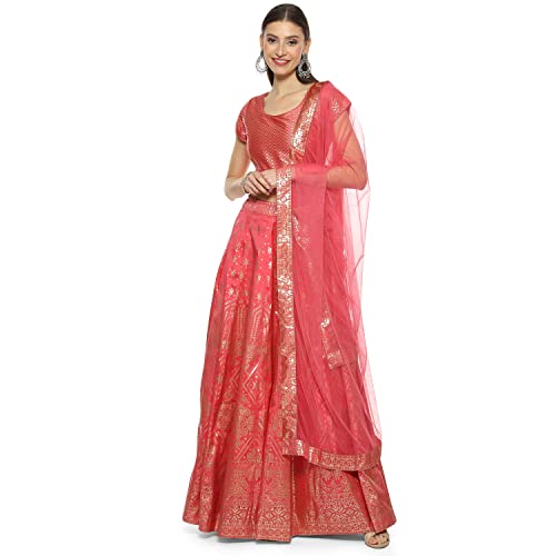 BIBA Cotton Blend Printed Straight Festive Blouse With Dupatta And Lehenga