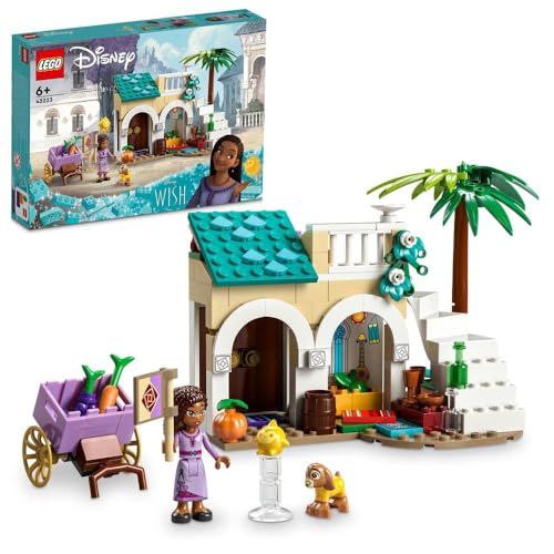🔥 STARKER PREIS (-28%) LEGO 43223 Disney Wish Asha in der Stadt Rosas, Wish-Film-Set mit Marktplatz, Asha-Minipuppe, Valentino als Spielzeug-Ziege und Stern-Figuren, Geschenk für Kinder ab 6 Jahren, Mädchen und Jungen