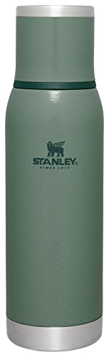 Stanley Adventure-To-Go Vacuum Bottle 25 oz | Wide Mouth with Leakproof Cup Lid | Keep Drinks Hot or Cold | Packable for Travel | Insulated Stainless Steel Thermal Bottle | BPA-Free | Hammertone Green