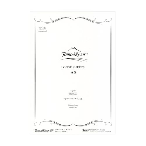 Tomoe River FP 52gsm Loose Sheet by SANZEN, 5.85 x 8.27 Inches (A5-size), White, 100 Sheets/Pack (SR-A5P-W)