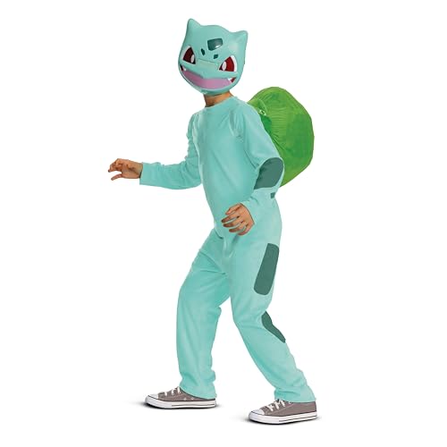 Disguise Kids Pokemon Bulbasaur Costume | Boys Bulbasaur Cosplay | Starter Pokemon Costume | Inflatable Bulb & Headpiece, Size 7-8