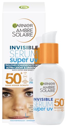 🔥 STARKER PREIS (-35%) Garnier Serum mit Lichtschutzfaktor 50+, UVA- und UVB-Schutz, Für alle Hauttypen, Mit Ceramid Protect, Geeignet zur täglichen Anwendung, Ambre Solaire Invisible Super UV, 30 ml