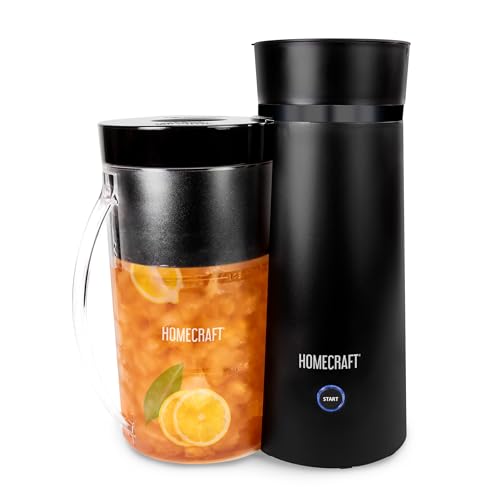 Homecraft Electric Iced Tea Maker for Sweet Tea and Cold Brew Coffee, Double Insulated Pitcher, Black, Small