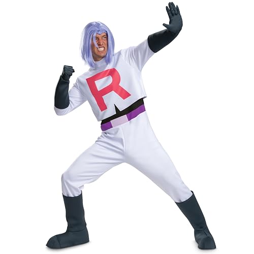 Disguise Team Rocket James Costume, Official Pokemon Deluxe Adult Costume, Size (38-40)