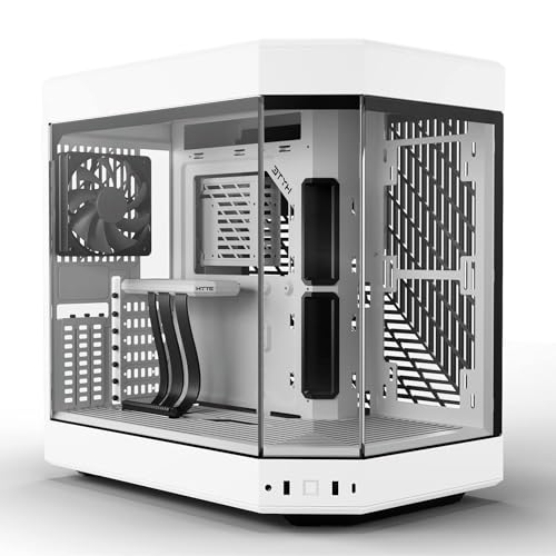 HYTE Y60 Modern Aesthetic Dual Chamber Panoramic Tempered Glass Mid-Tower ATX Computer Gaming Case with PCIE 4.0 Riser Cable Included, Snow White (CS-HYTE-Y60-WW)