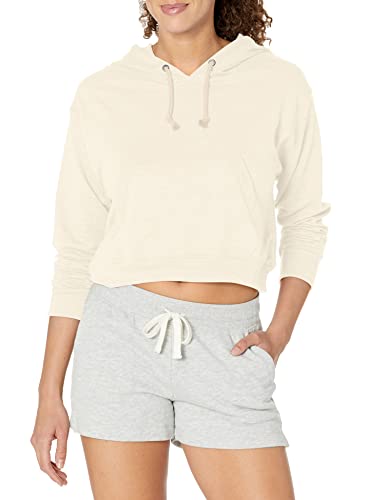 Hanes Comfortblend Women's Originals Pullover Cropped Hoodie, French Terry Hooded Sweatshirt, Natural, 2X Large