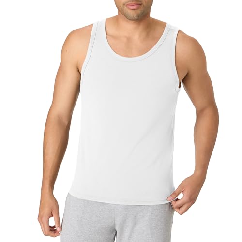 Hanes Comfortblend Originals Tri-Blend Top, Lightweight Men, Sleeveless Tank Shirt, Eco White, X Large