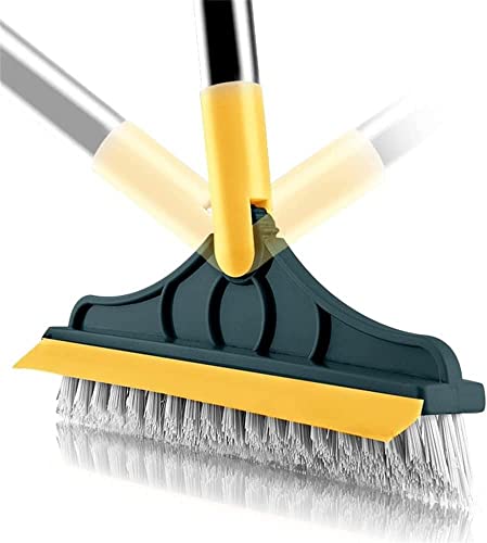 2 in 1 Bathroom Cleaning Brush With Wiper - 120° Rotate Floor Scrub Brush With Long Handle for Tiles, Home and Kitchen