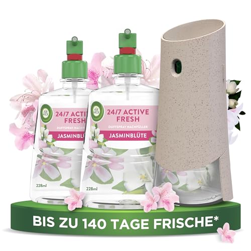 (-17%) Air Wick Active Fresh – Starter Set – Aeorosolfreier, automatischer Lufterfrischer – Raumduft Jasminblüte – 2 x 228 ml Nachfüller + Gerät