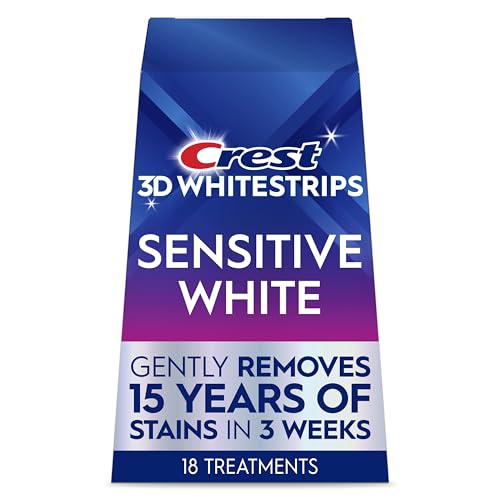 Crest 3D Whitestrips Sensitive White – Teeth Whitening Kit, 18 Treatments, Each with 1 Upper/1Lower, 36 Strips – Cre