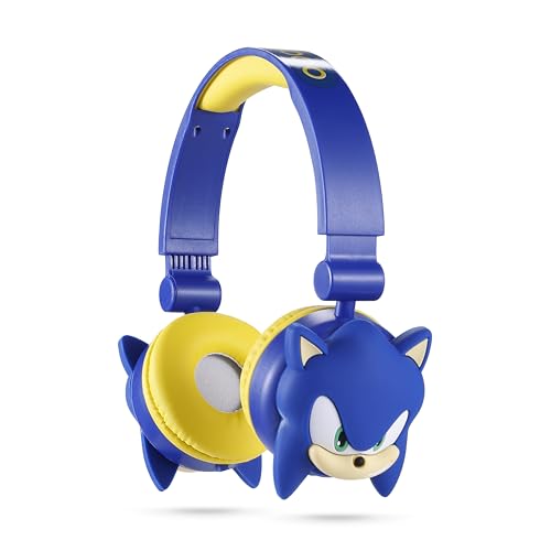Sonic The Hedgehog Wireless Over-Ear Headphones for Kids - Adjustable Headband, Stereo Sound, Volume Control, Bluetooth Connectivity, and Rechargeable Battery - Perfect for School, Home, and Travel