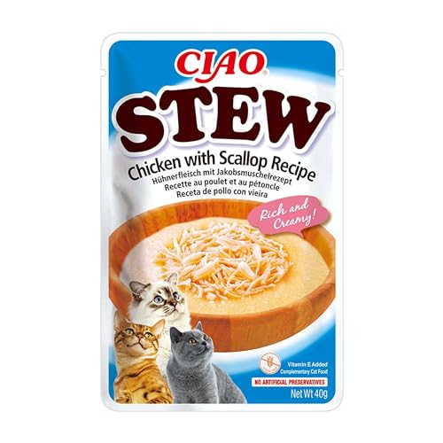 (-11%) INABA Ciao Stew, Katzenfutter Nass mit Huhn und Jakobsmuscheln, 40g
