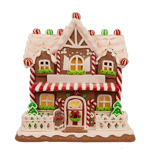 Kurt S. Adler 9-Inch Battery-Operated Light Up Two Floor Gingerbread House