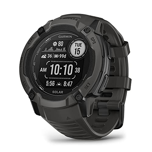 Garmin Instinct 2X Solar, Rugged GPS Smartwatch, Built-in Flashlight, Solar Charging Capability, Multi-Band GNSS, Graphite