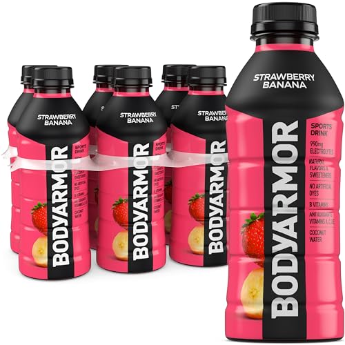BODYARMOR Sports Drink Sports Beverage, Strawberry Banana, Coconut Water Hydration, Natural Flavors With Vitamins, Potassium-Packed Electrolytes, Perfect For Athletes, 20 Fl Oz (Pack of 6)