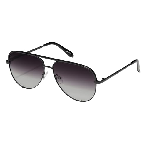Quay - Sunglasses for Men & Women, Polarized Aviator Lenses with UV Protection, Oversized Sunglasses (High Key Extra Large, Black)
