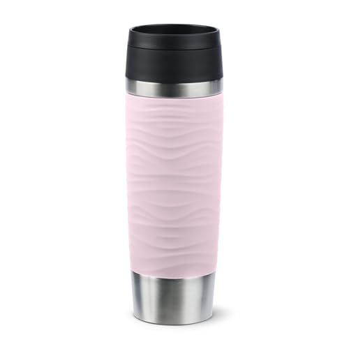🔥 STARKER PREIS (-67%) Emsa N20227 Travel Mug Wave Isolierbecher 0,5 Liter, neuer Komfort-Schraubverschluss, Edelstahl, 6h heiß und 12h kühl, 100% dicht, spülmaschinenfest, 360°-Trinköffnung, Pastellrosa