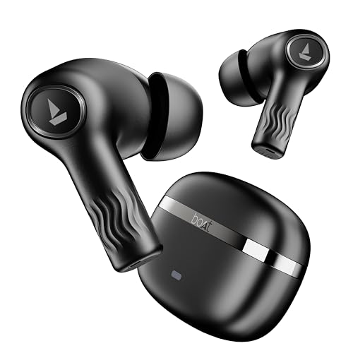 Boat Nirvana Ion, 120HRS Battery, Crystal Bionic Sound w/Dual EQ Modes, 4Mics ENx, App Support, Low Latency, IPX4, v.5.2 Bluetooth Earbuds, TWS Ear Bu