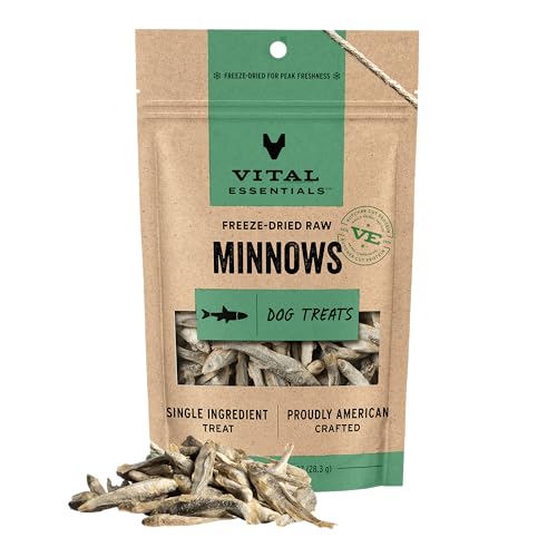 Vital Essentials Single Ingredient Minnows Dog Treats, 1 oz | Freeze-Dried Raw | Premium Quality High Protein Training Treats | Grain Free, Gluten Free, Filler Free