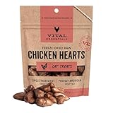Vital Essentials Freeze Dried Raw Chicken Hearts Cat Treats | Single Ingredient | Premium Quality | Grain Free, Healthy Treats for Cats, 0.8 oz Bag