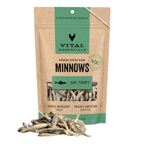 Vital Essentials Single Ingredient Minnows Dog Treats, 2.5 oz | Freeze-Dried Raw | Premium Quality High Protein Training Treats | Grain Free, Gluten Free, Filler Free