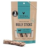 Vital Essentials Freeze Dried Bully Sticks Dog Treats | Premium Quality, Long Lasting | Grain Free Treats for Dogs, (3 Count) 1.4 oz Bag