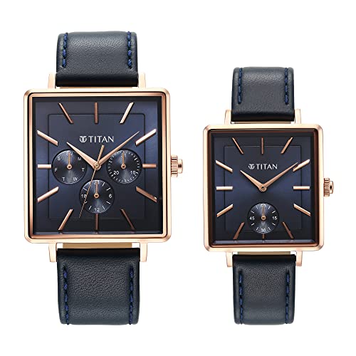 Bandhan Black Dial Quartz Multifunction Leather Strap Watch for Couple-NS9400594205WL01P