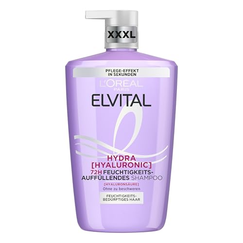(-18%) L'Oréal Paris Elvital Hydra Hyaluronic feuchtigkeitsspendendes XXXL Shampoo für glänzendes Haar, Hyaluron Shampoo für einen Feuchtigkeitsboost & Schutz, langanhaltende Feuchtigkeit und Pflege, 1000ml